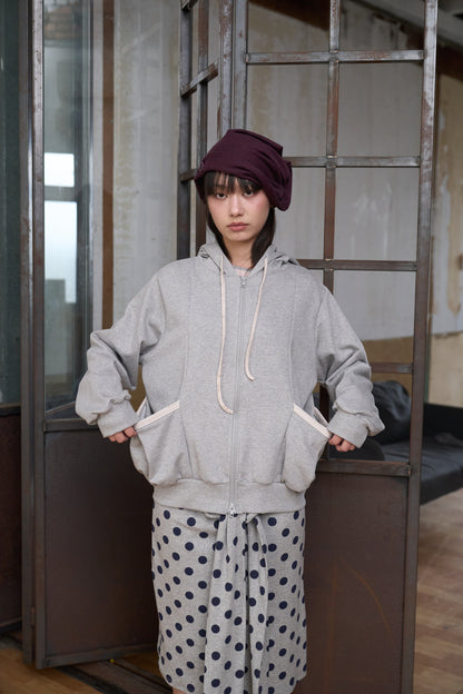Double-Zip Floral Hooded Jacket