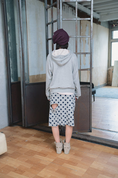 Polka Dot Tie-Waist Cotton Midi Skirt