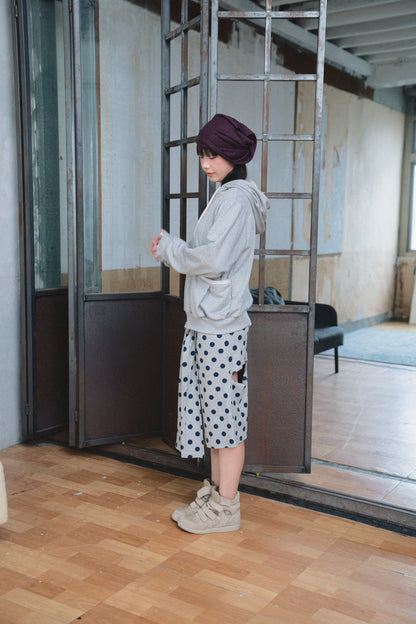 Polka Dot Tie-Waist Cotton Midi Skirt