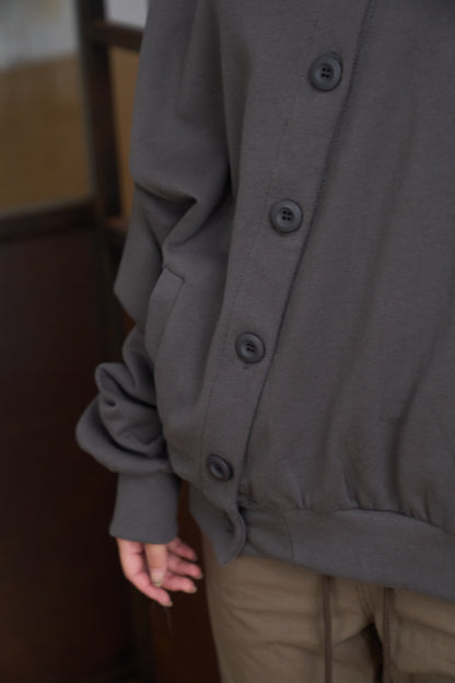 Slanted Button Design Stand Collar Jacke