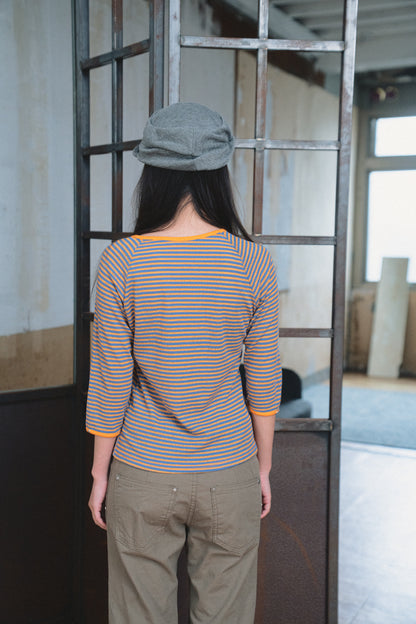 Color-Block Fine-Stripe Twill Top