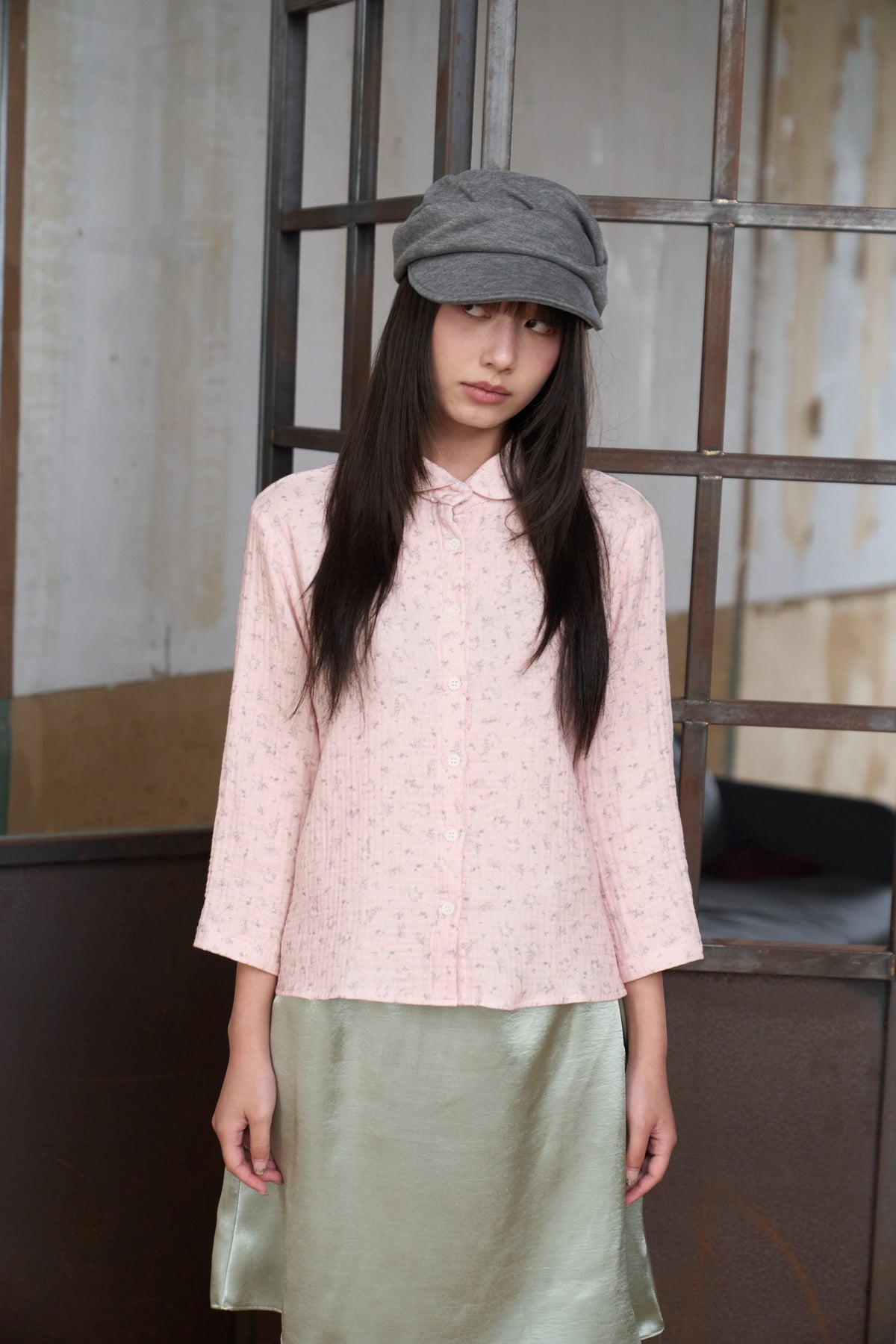 Retro Floral Three-Quarter Sleeve Shirt