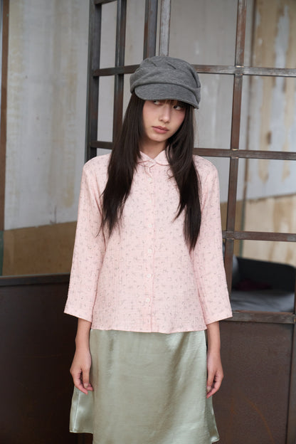 Retro Floral Three-Quarter Sleeve Shirt