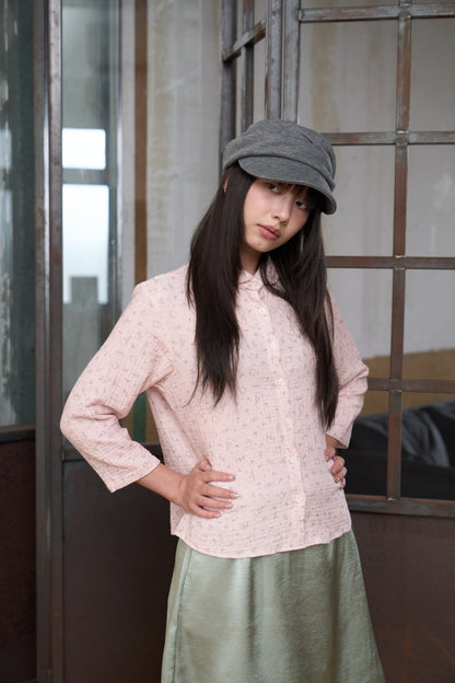 Retro Floral Three-Quarter Sleeve Shirt