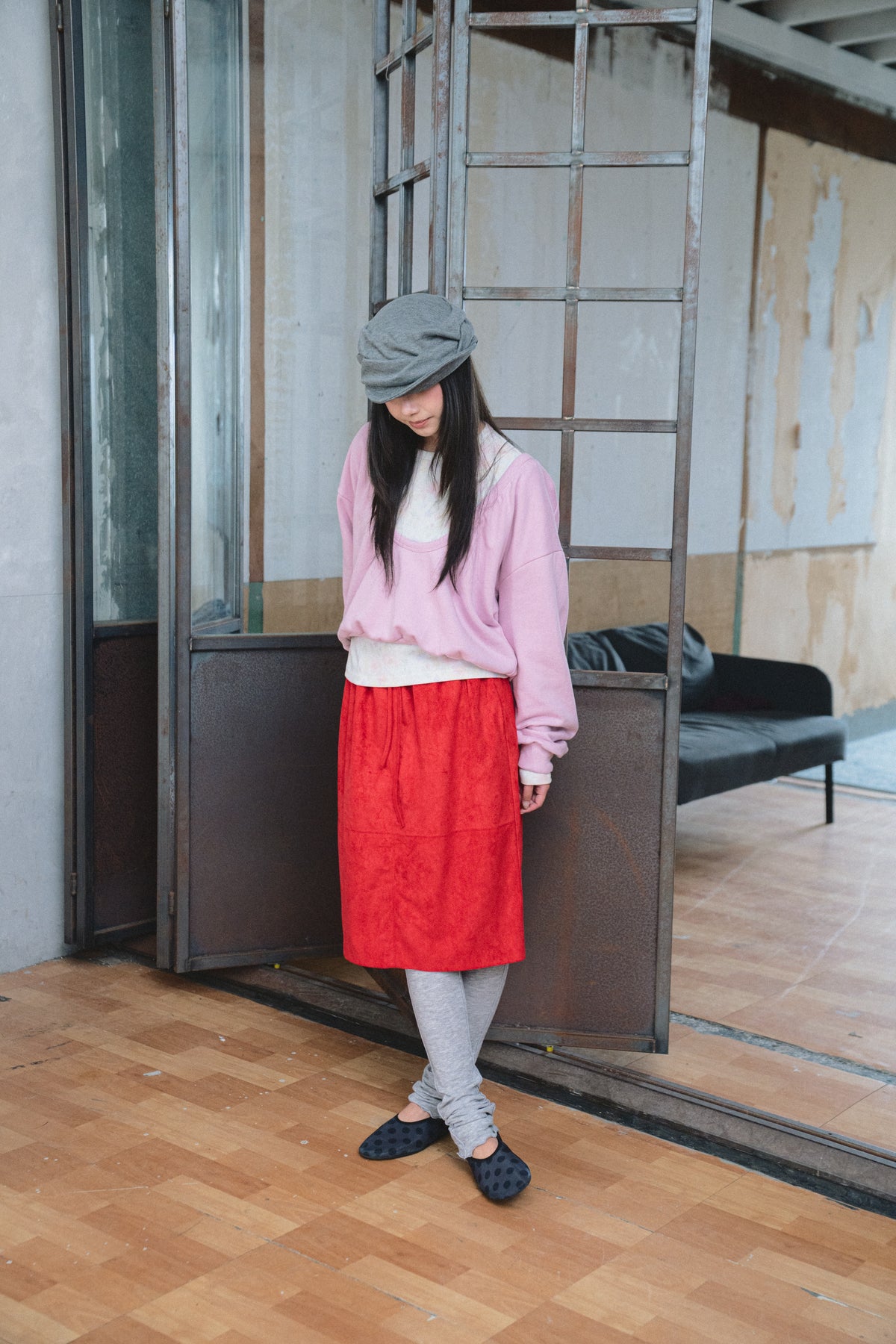 Suede Midi Skirt