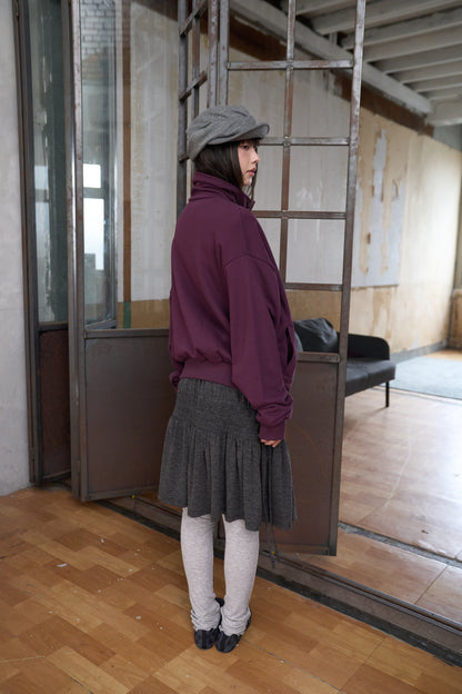 Slanted Button Design Stand Collar Jacke