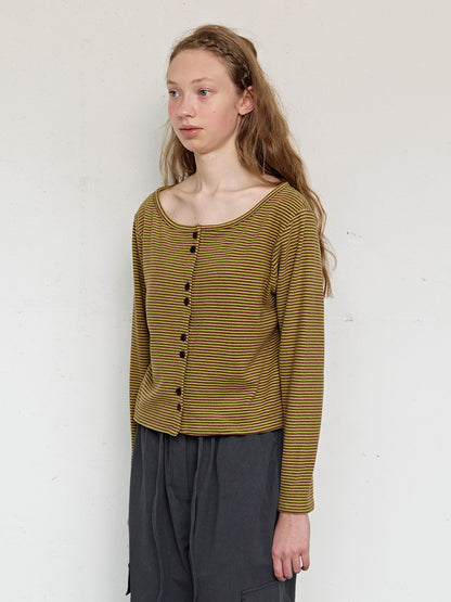 FUN FROM FUN Boat Neck Cardigan, Pickle Green