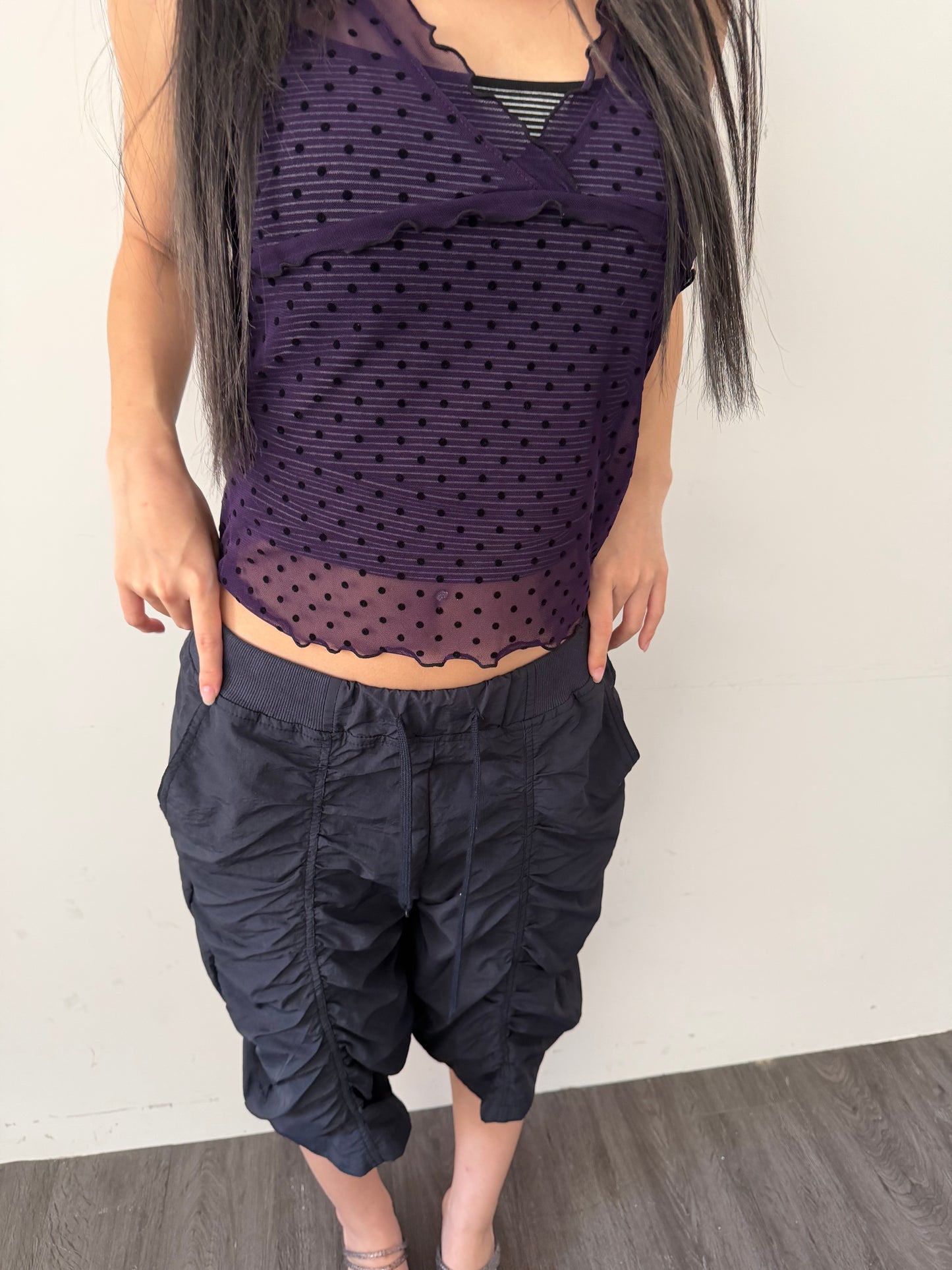 Thin-shouldered striped bra top