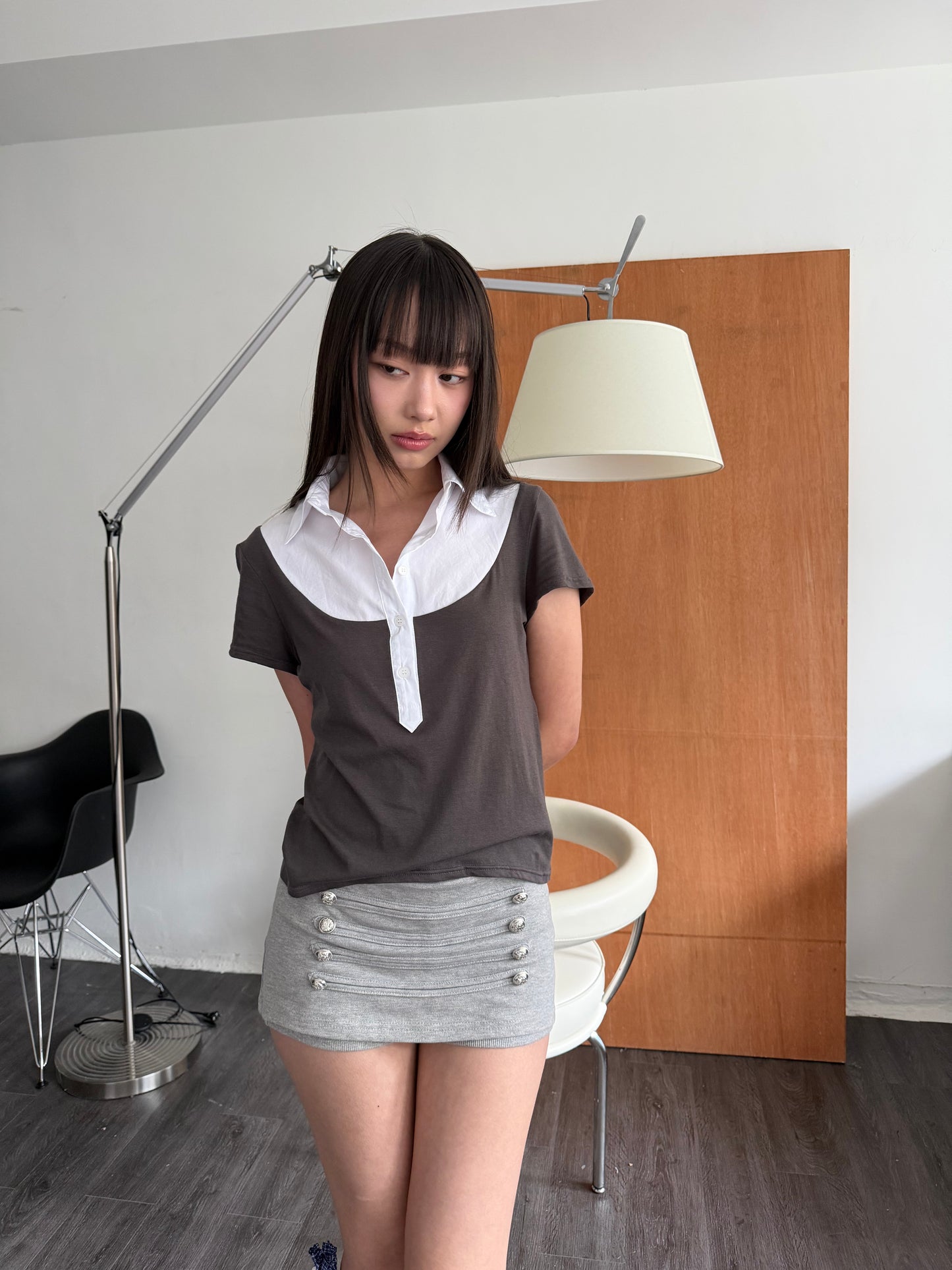 Mixed-Material Polo Shirt