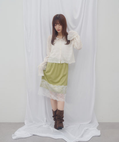 （sale 至9/21 22:00）Discoat umm. 蕾絲拼接緞面裙