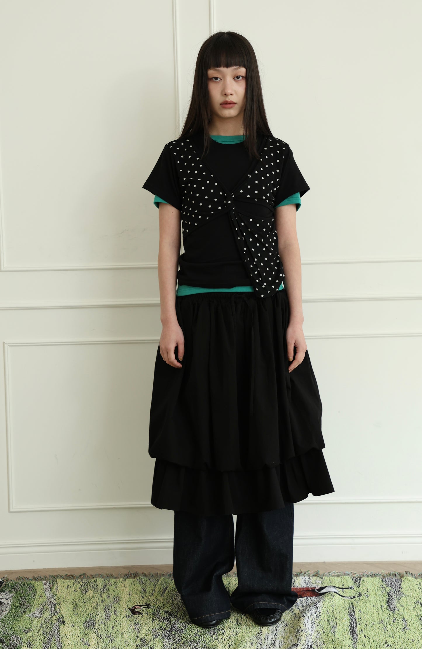 kink polka dot short-sleeved top
