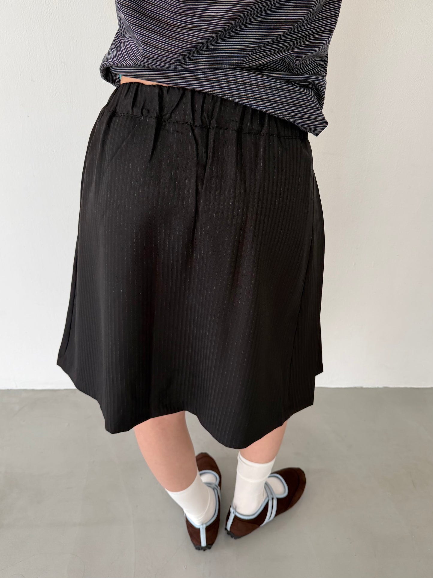 Studded striped suit pleated skirt