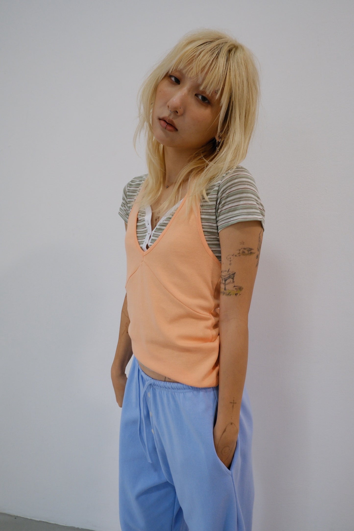 Mint Stripe Henley Tee