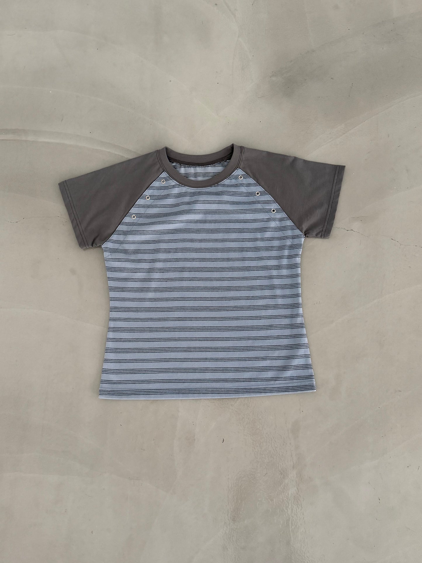 Striped short-sleeve top with studs