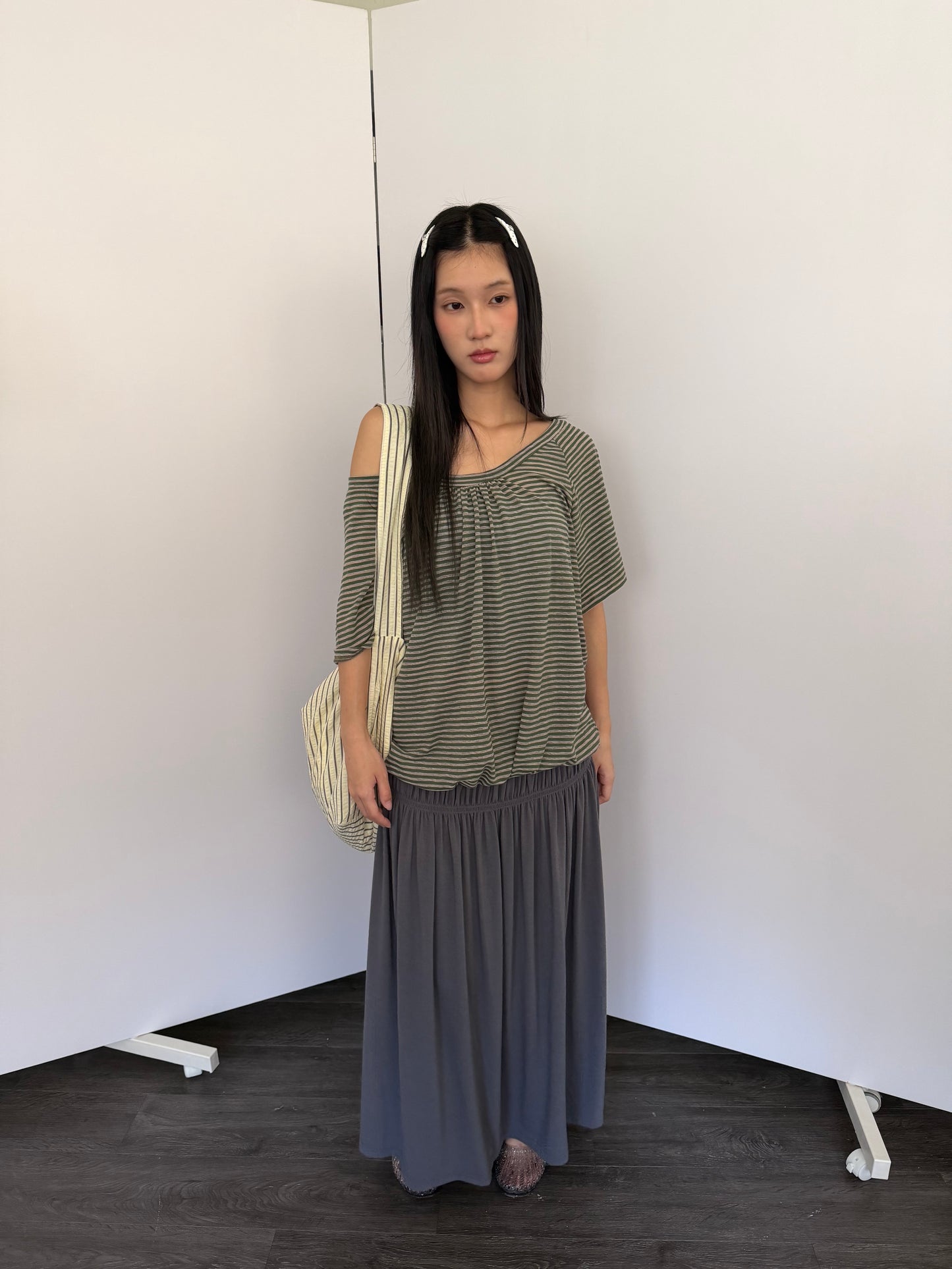 Loose striped long top