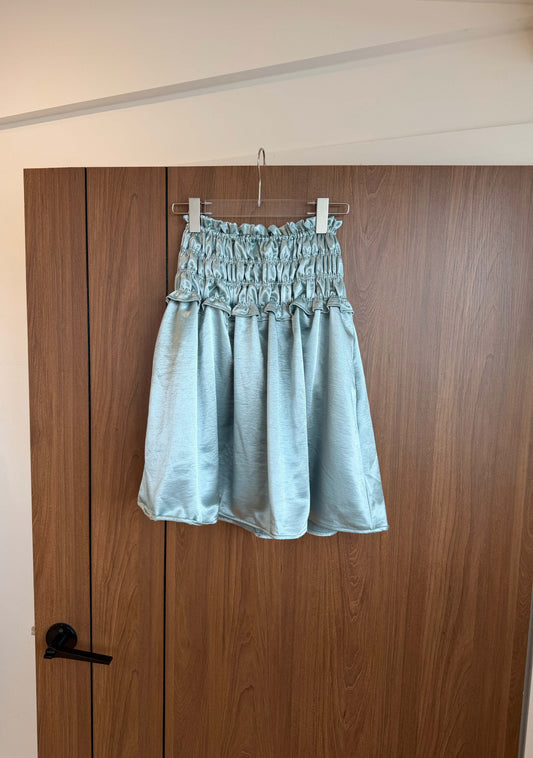 Satin pleated midi skirt
