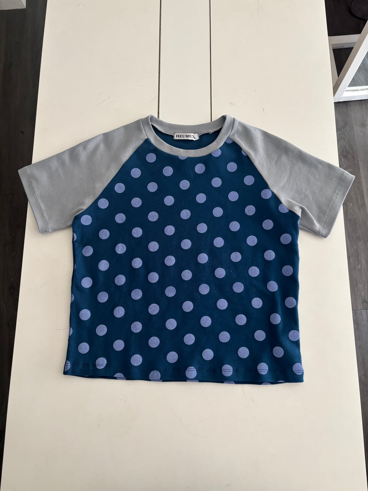 Large Polka Dot Patchwork Sleeve T-shirt