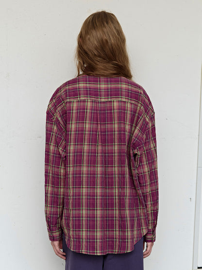 FUN FROM FUN Berry Check Overfit Shirt, Berry