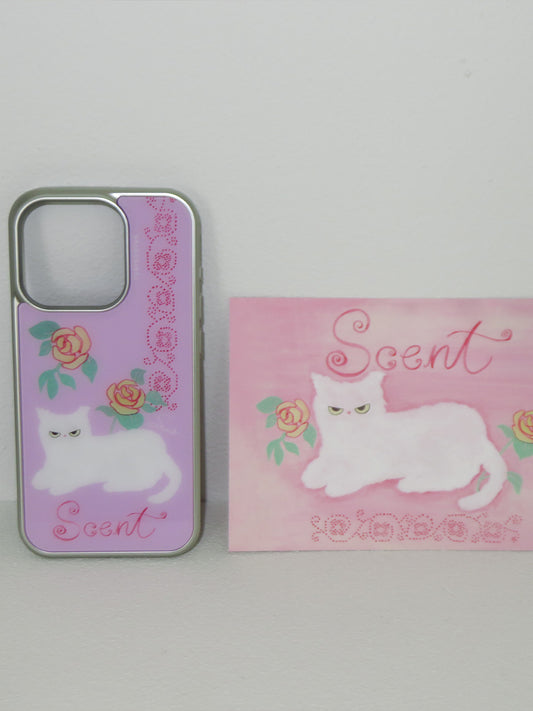 SUNI X FUN FROM FUN White Cat with Yellow Roses Phone Case [Magsafe]