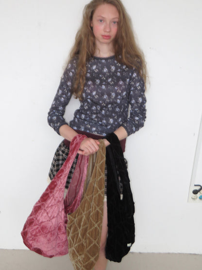 FUN FROM FUN Diamond Velvet Bag, Olive