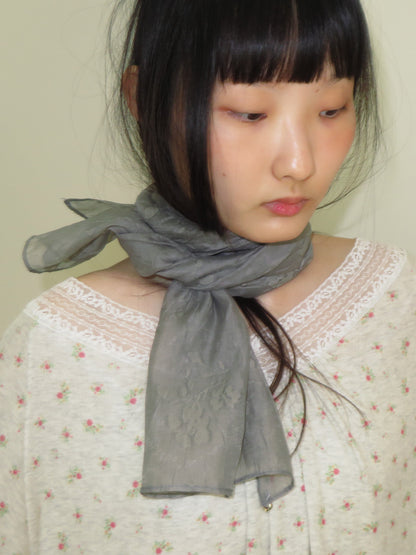 FUN FROM FUN Floral Sheer Scarf, Grey