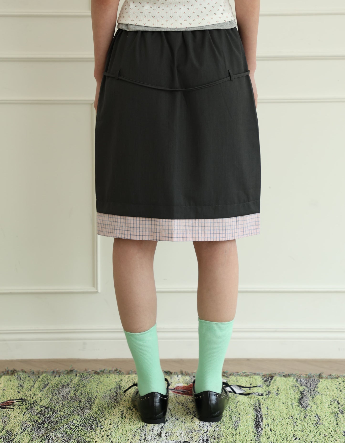 Suit-style plaid skirt
