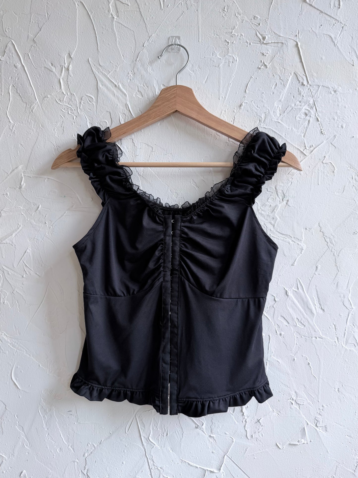 Elastic ruched lace top