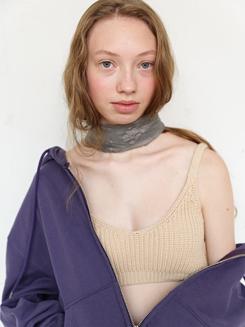 FUN FROM FUN Floral Sheer Scarf, Grey