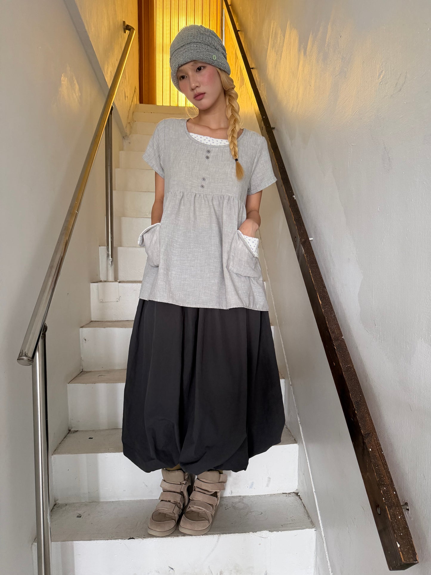 Nylon lace balloon skirt