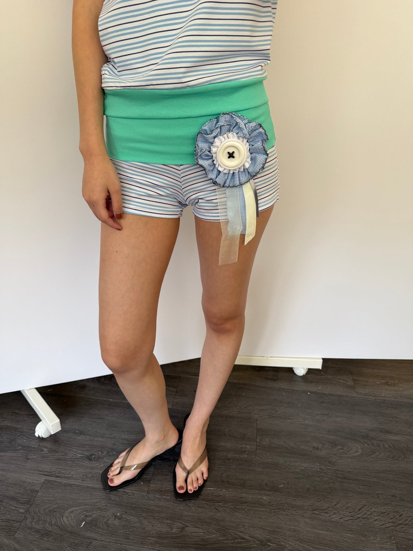 Striped Color-Block Top and Shorts Set
