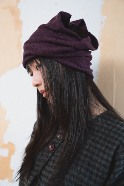 Collared button knit hat