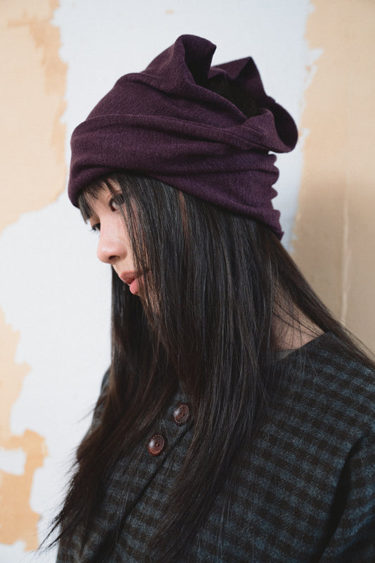 Collared button knit hat