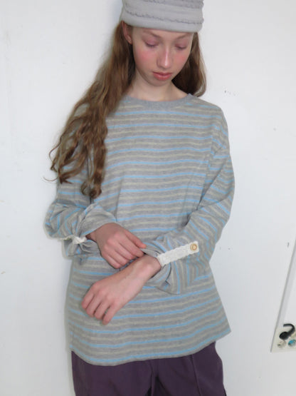 FUN FROM FUN Loose Fit Stripe Tee, Grey