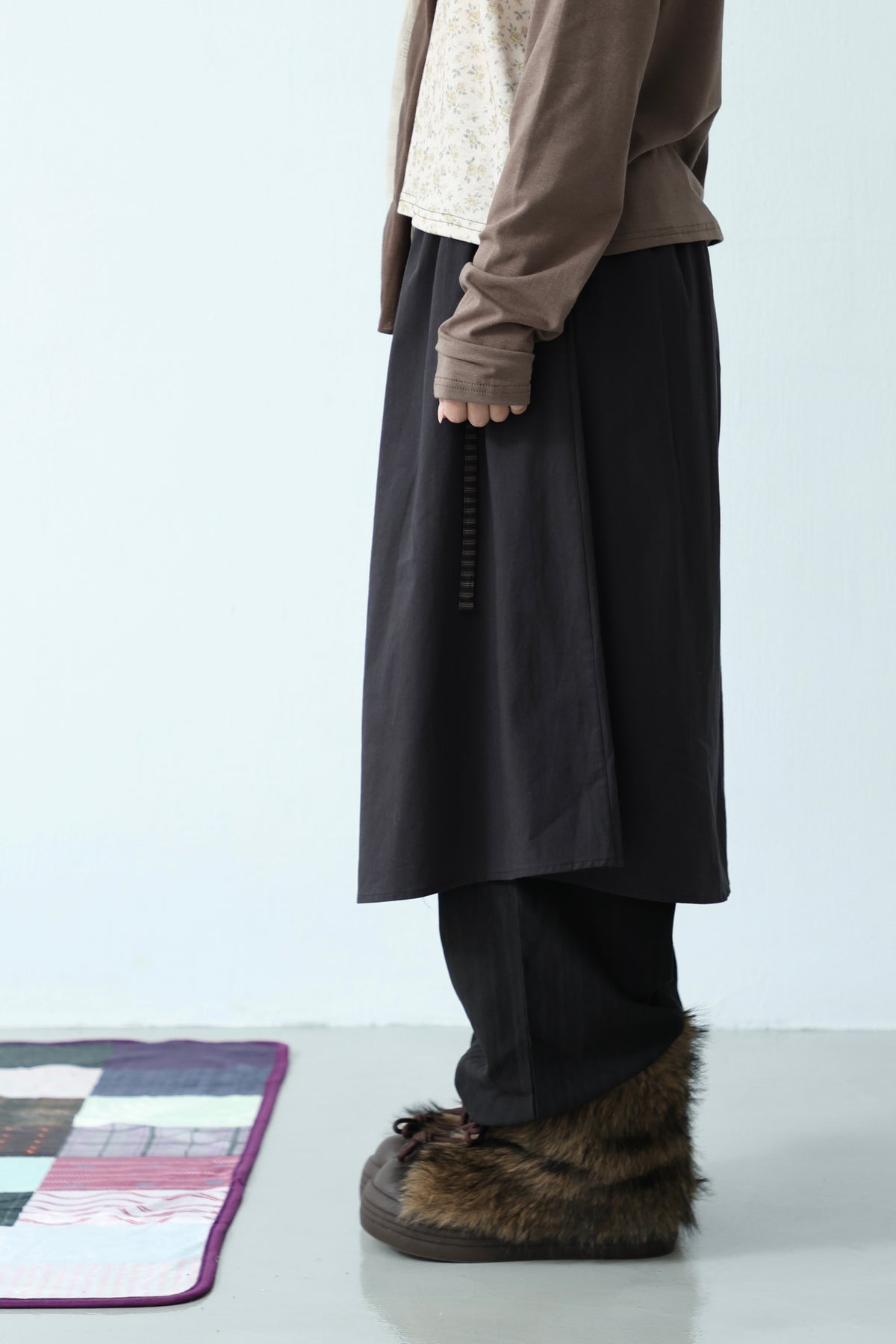 Retro Striped Button A-Line Skirt