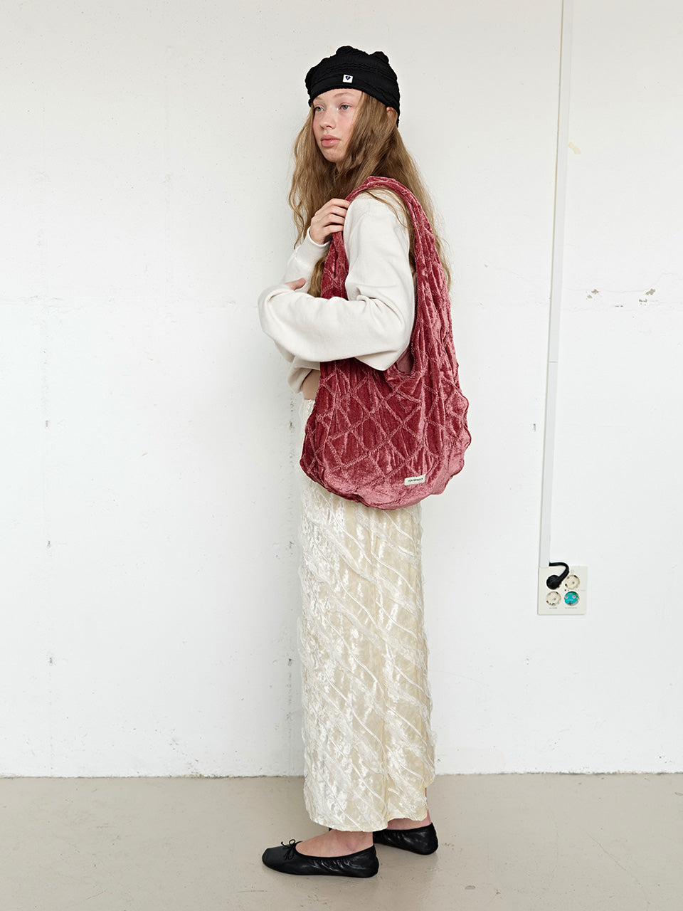 FUN FROM FUN Diamond Velvet Bag, Magenta