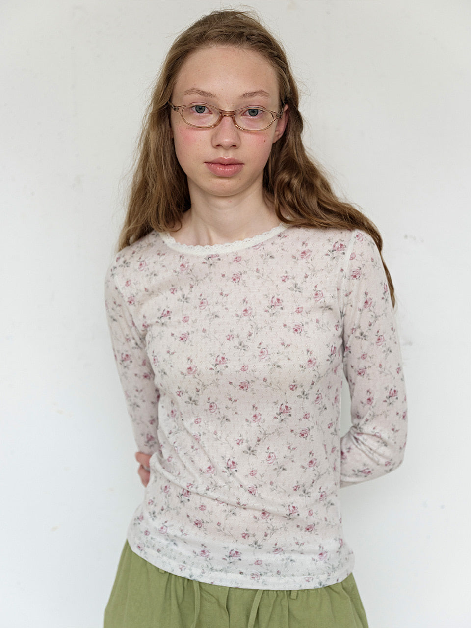 FUN FROM FUN Petal Pointelle Tee, Beige