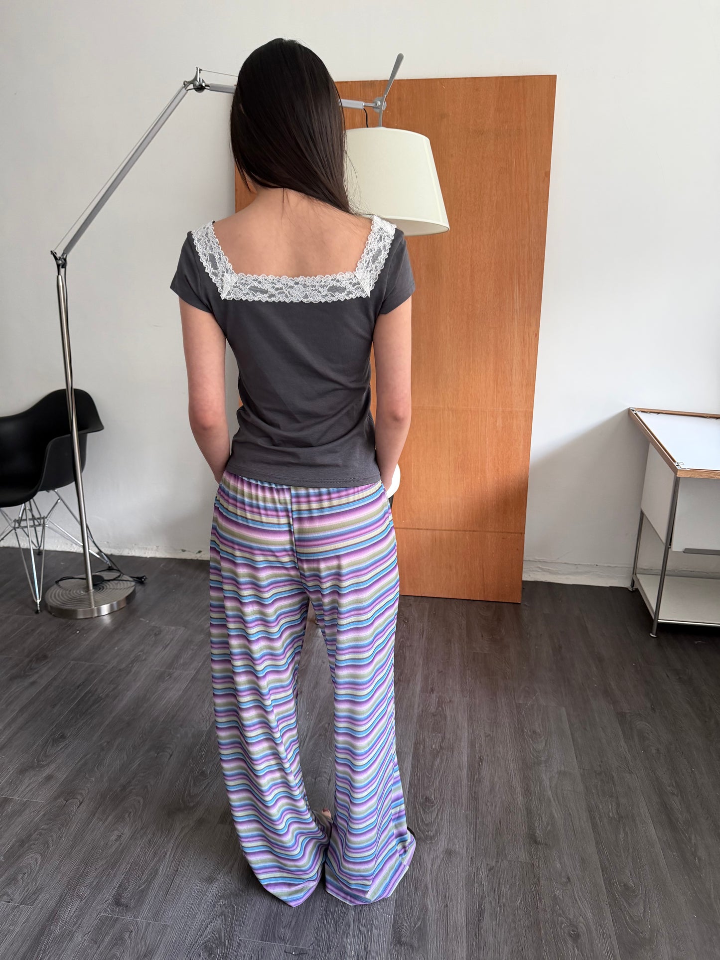 Breathable loose striped pants
