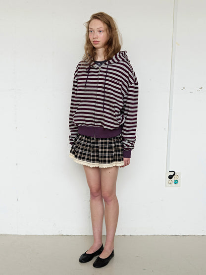 FUN FROM FUN Folded Check Mini Skirt, Black