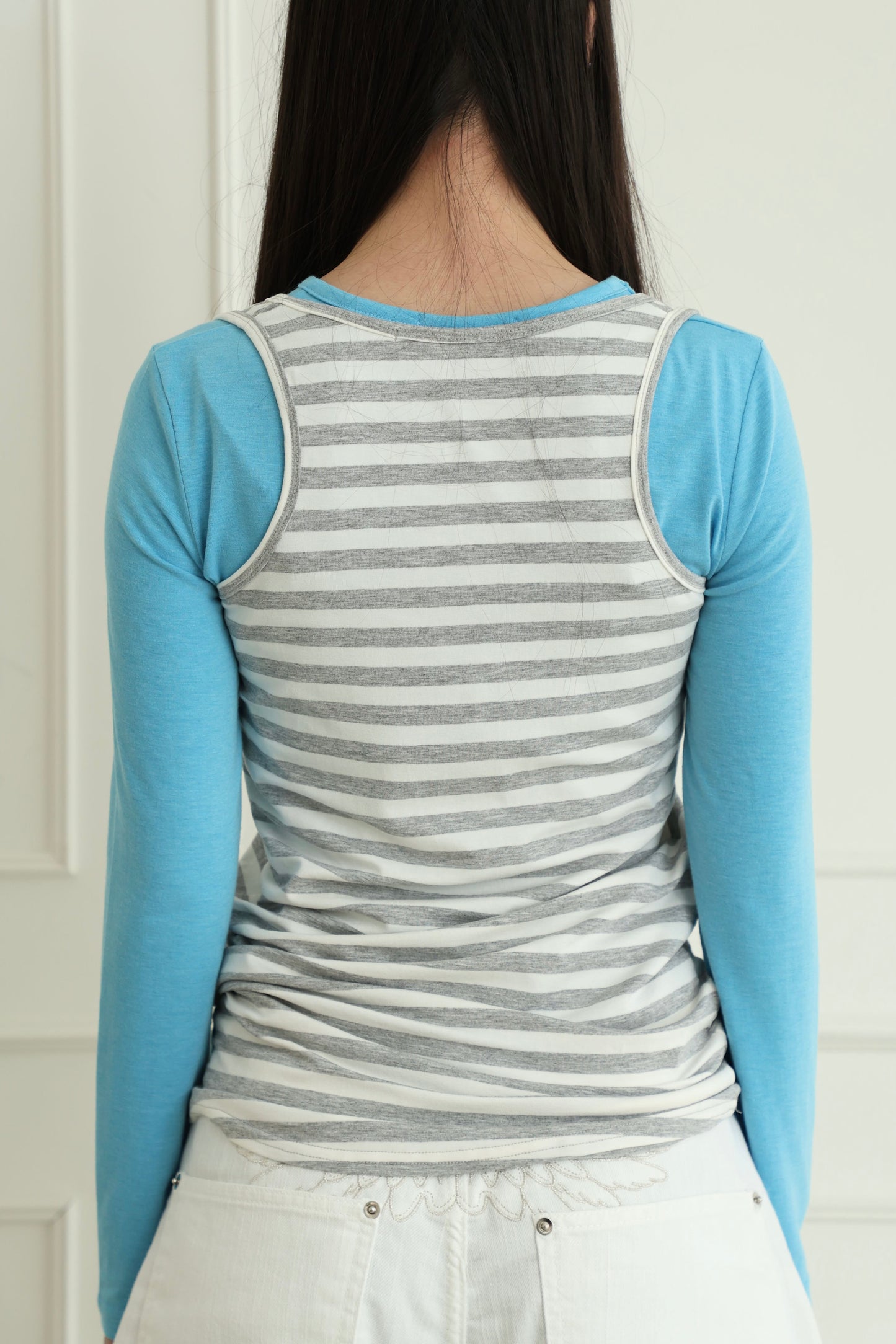 Wide striped long vest