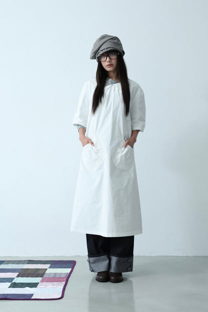 Cream Collar Pocket Dress