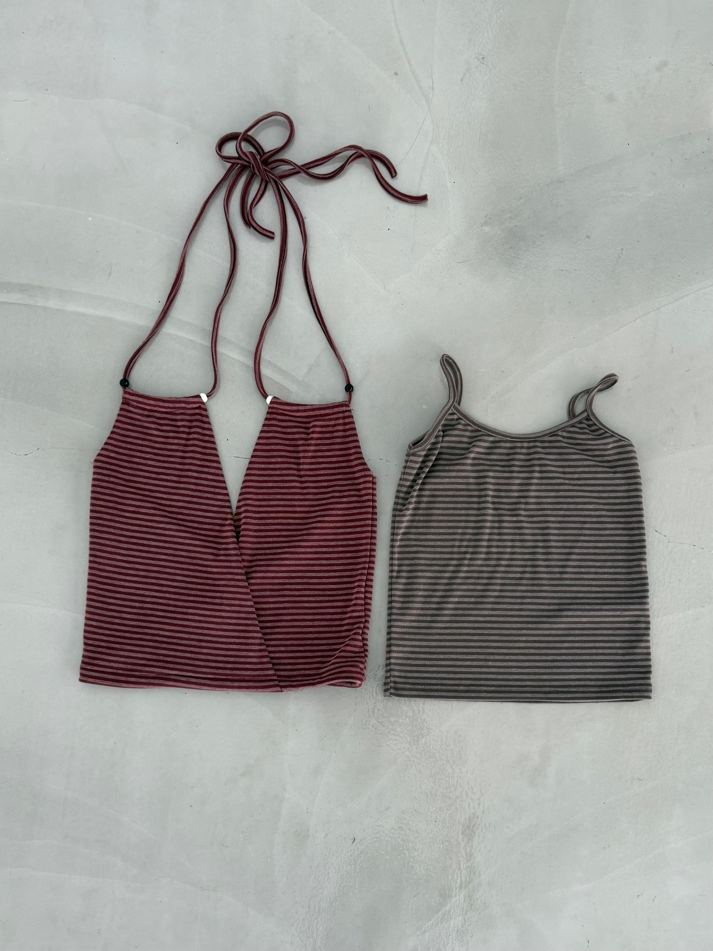 Two-piece striped beaded vest