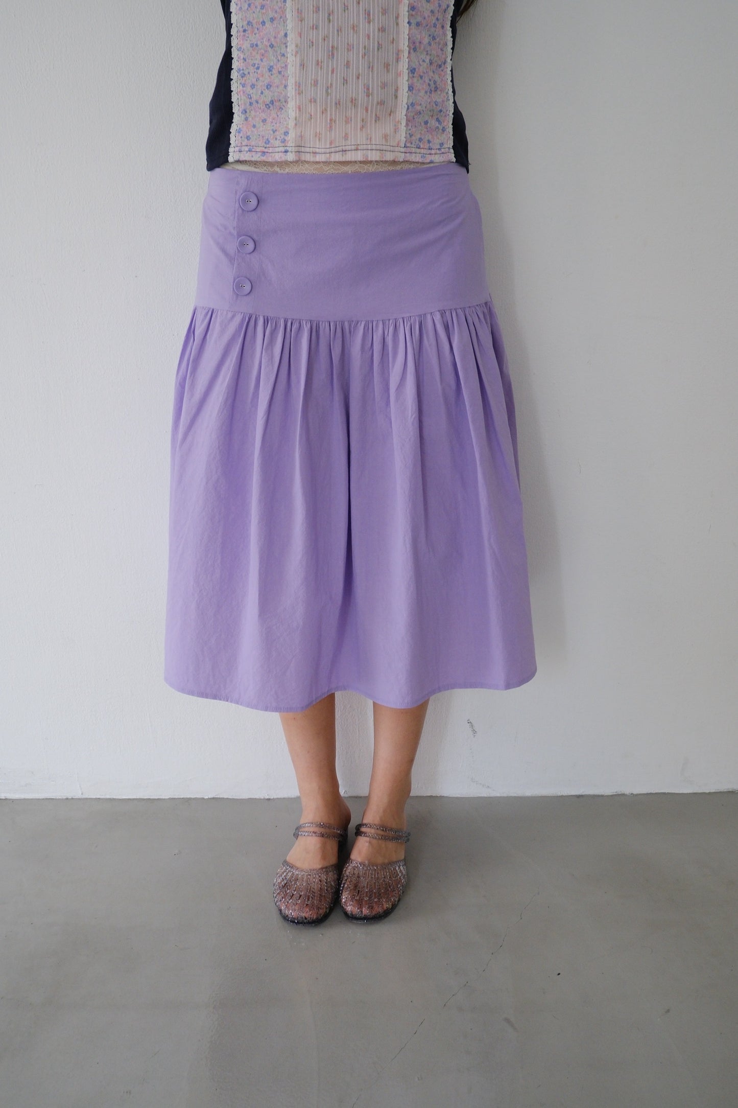 Side-button midi skirt