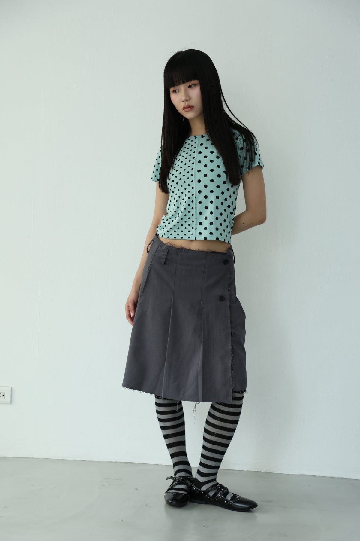 Fringed suit-style one-piece skirt