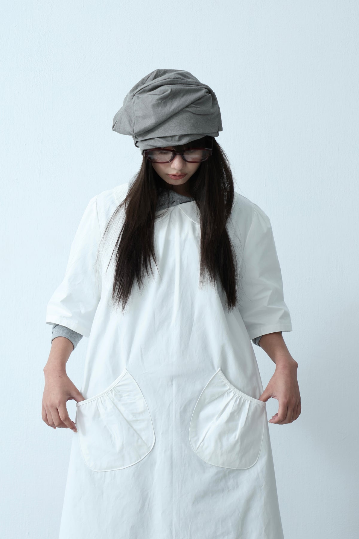 Cream Collar Pocket Dress