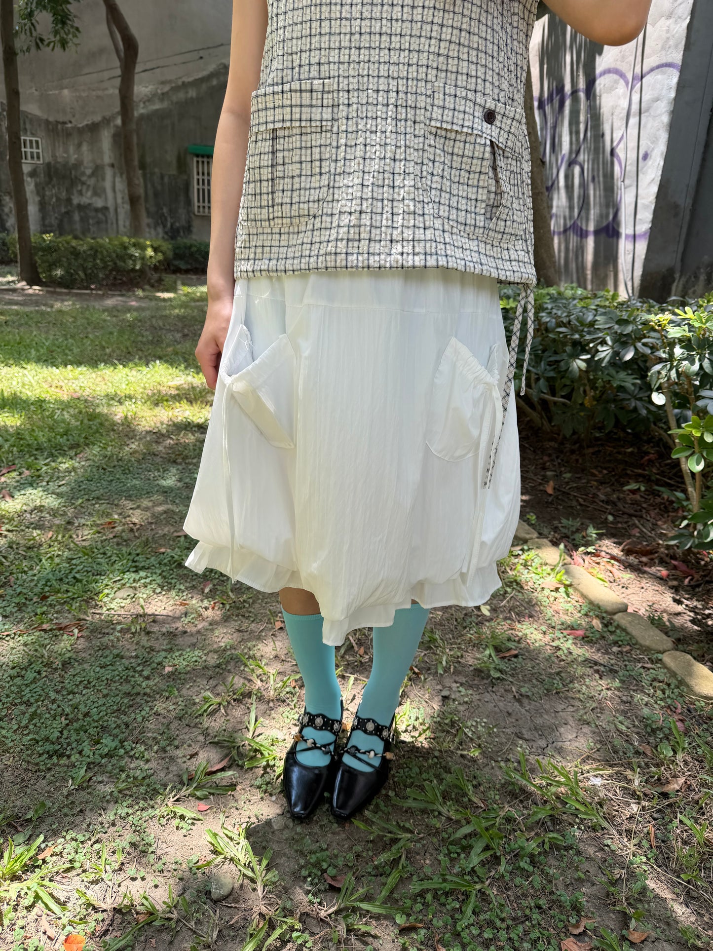 Ruffled Pocket Balloon Skirt