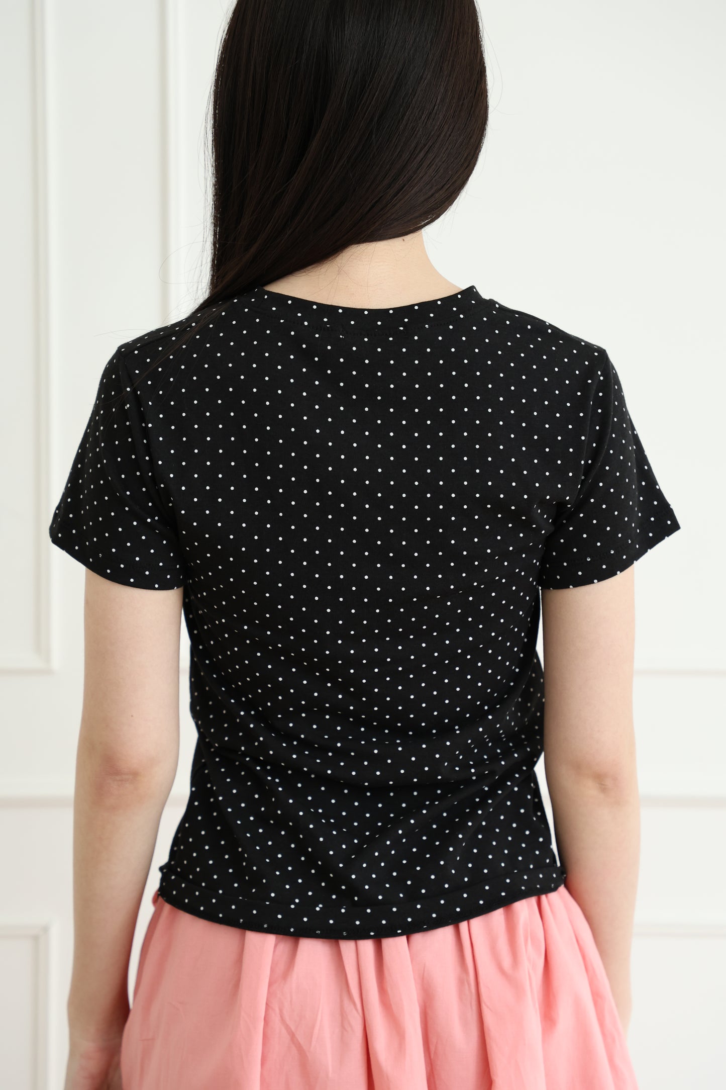Basic polka dot short-sleeved top