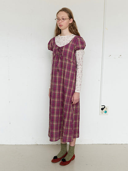 FUN FROM FUN Berry Check Long Dress, Berry