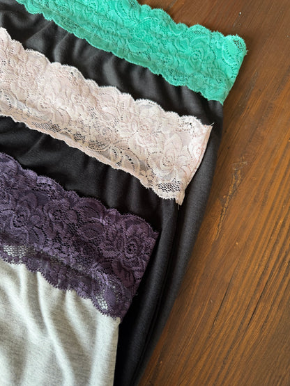 Lace color-blocked cotton skirt