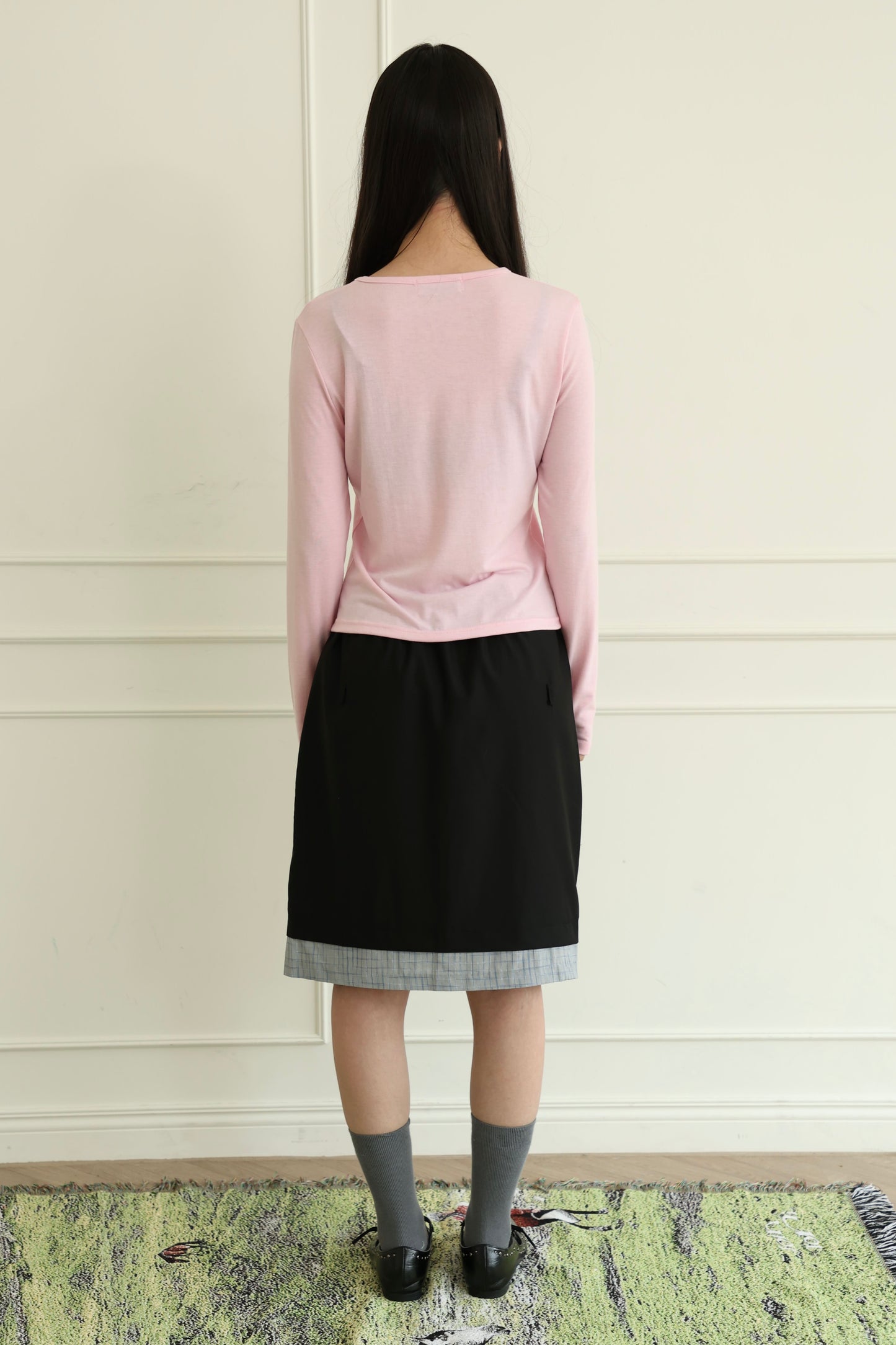 Suit-style plaid skirt