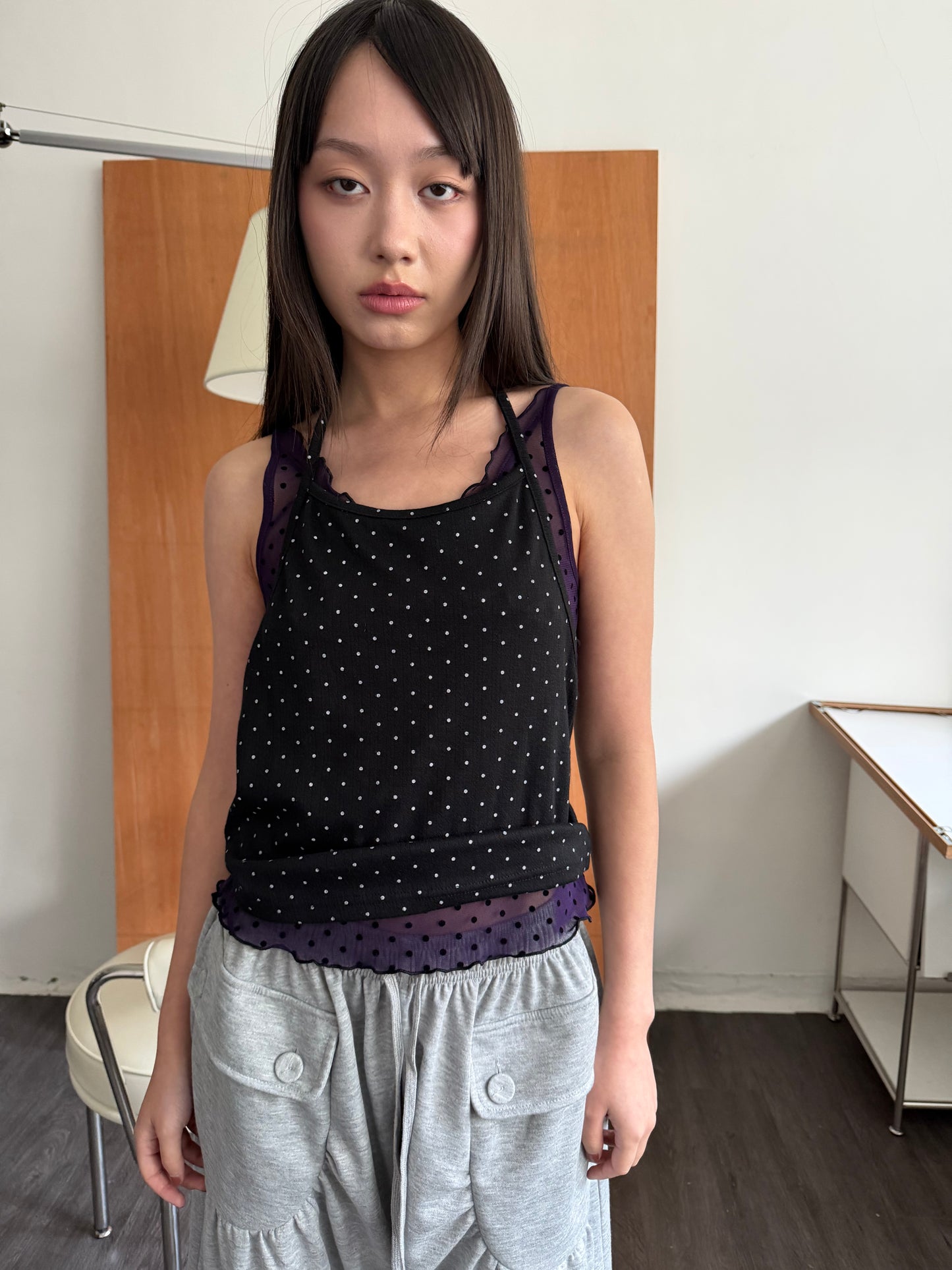 Polka-dot halter top